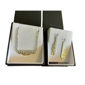 Montana Silversmiths Filigree Bar Earrings And Necklaces Set NIB Silver Gold